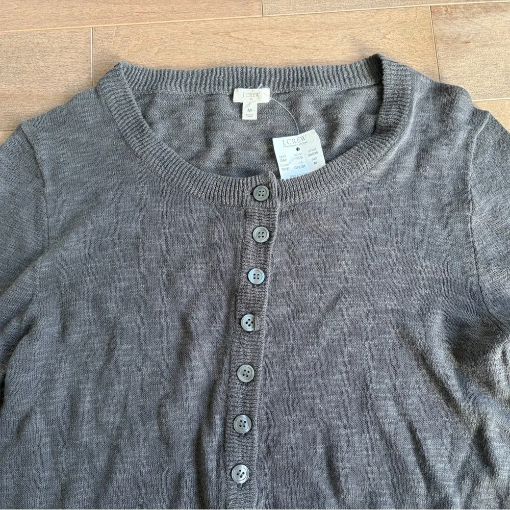 J. Crew Charcoal Button-Up Women's Sweater